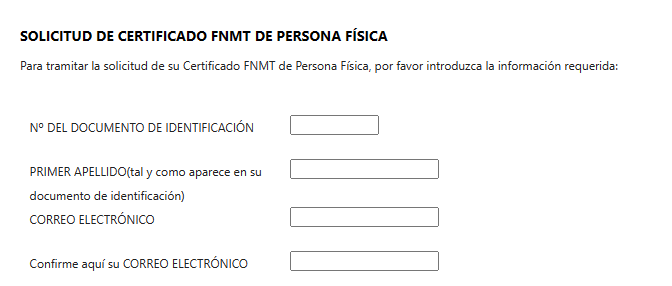 solicitud de certificado FNMT de persona fisica