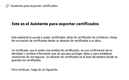 Asistente exportación certificados