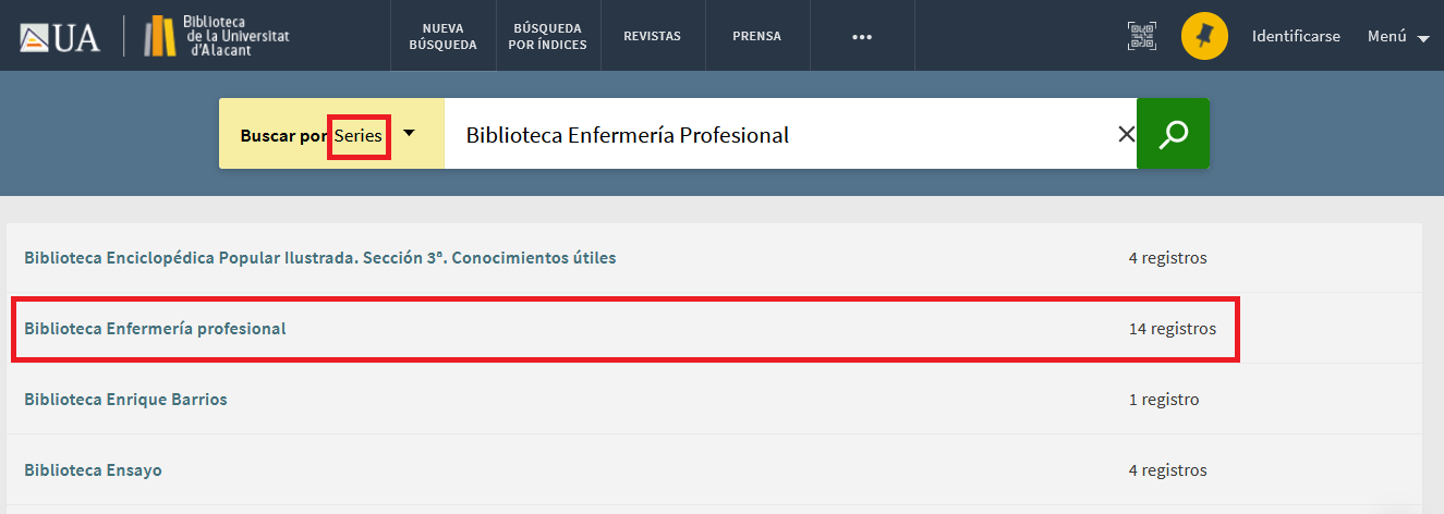 Buscar por Series Biblioteca Enfermería Profesional
