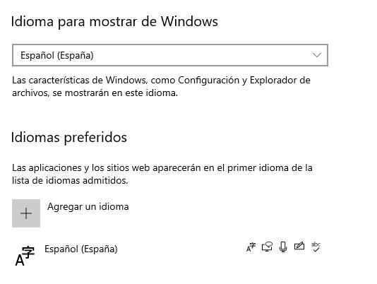 Idioma para mostrar de Windows