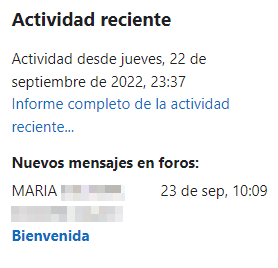 actividad reciente