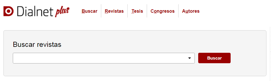 Imagen del formulario de búsqueda de revistas de Dialnet, con un único campo para buscar por título o ISSN.