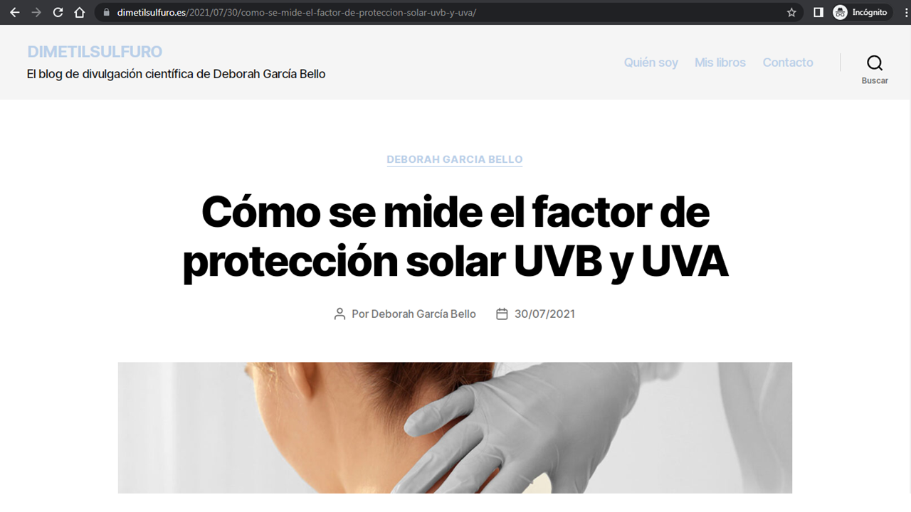 Captura de pantalla del artículo de blog del ejemplo