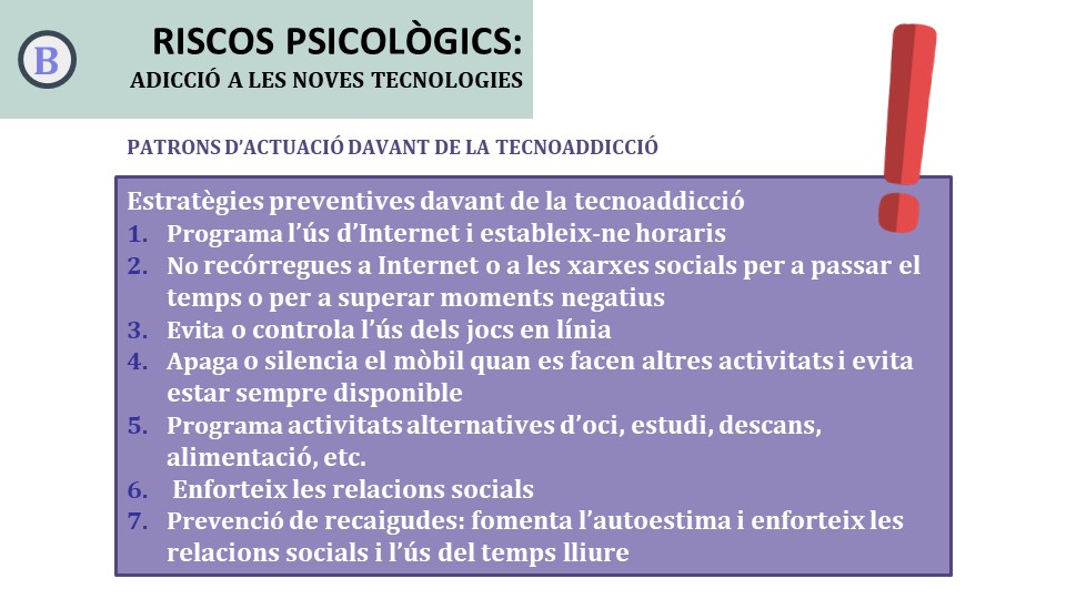 Estratègies preventives davant de la tecnoaddicció