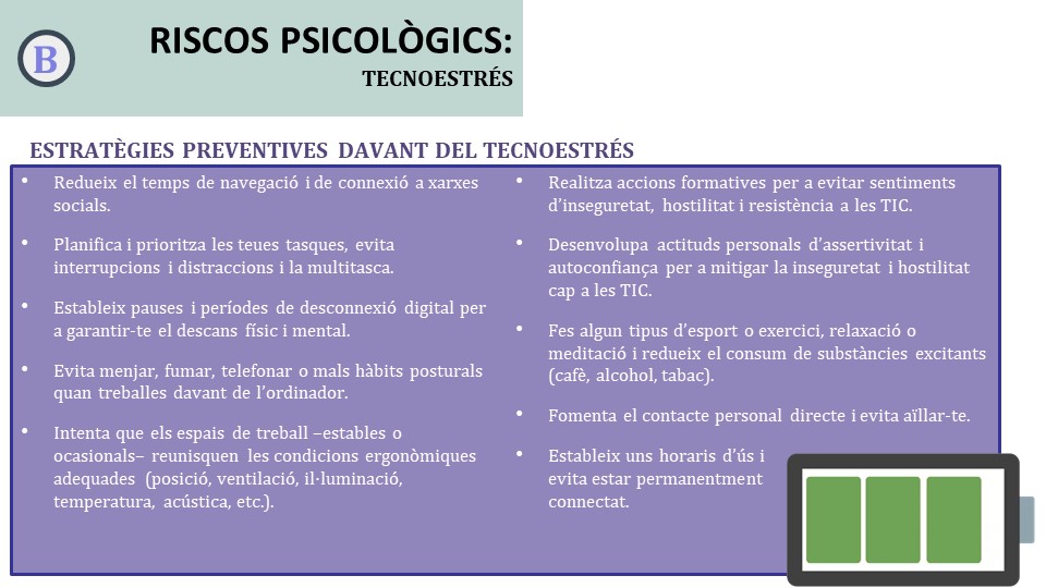 Estratègies preventives davant del tecnoestrès