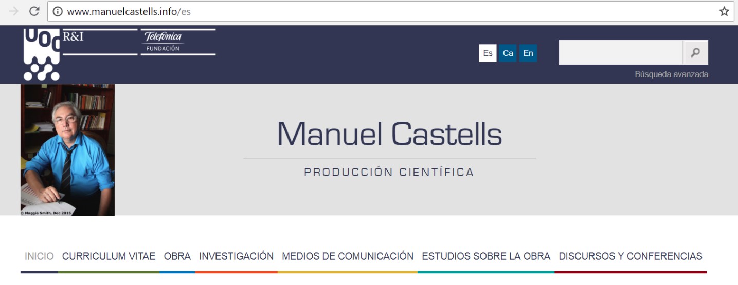 Imatge de la web de Manuel Castells