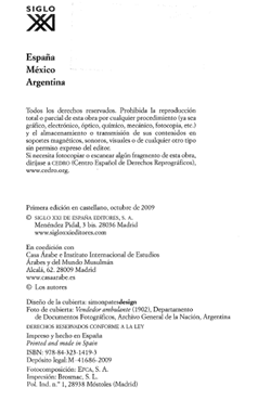 Pàgina de crèdits del llibre "Los árabes en América latina"