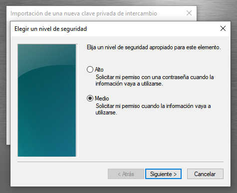 elección nivel seguridad