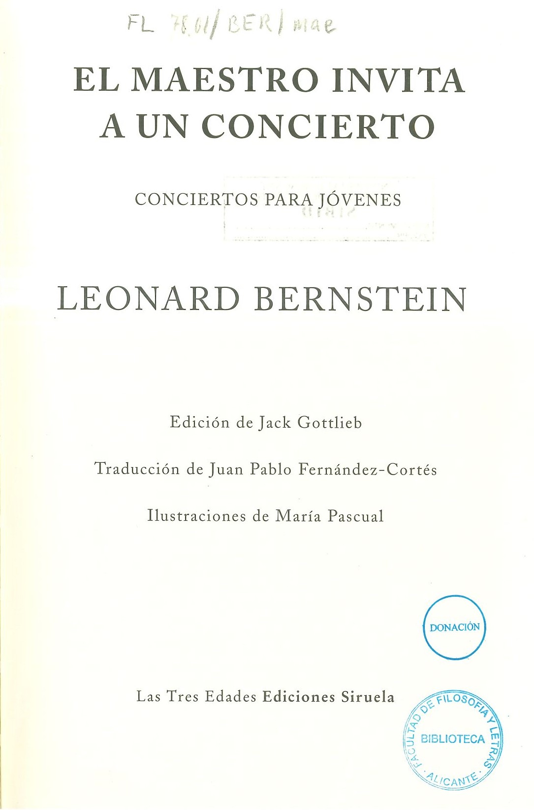 Portada del libro "El maestro te invita a un concierto", de Leonard Berstein