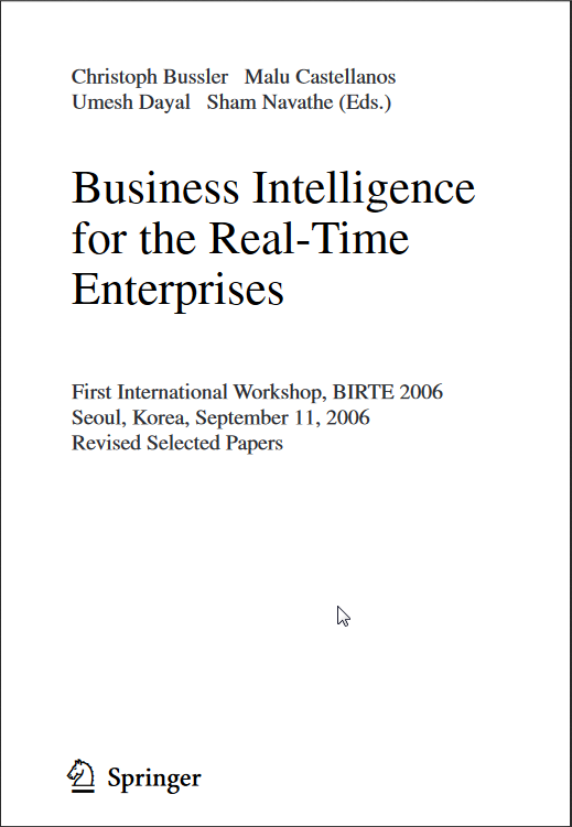 Portada del libro electrónico "Business Intelligence for the Real-Time Enterprises"