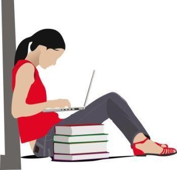 Ilustración decorativa: chica leyendo libro