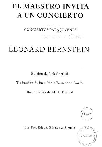 Portada escaneada del libro El maestro invita a un concierto