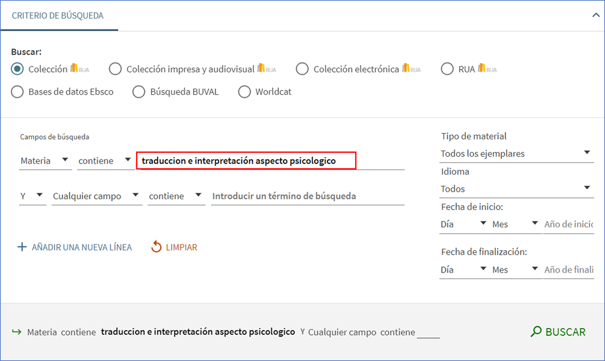búsqueda avanzada materia contiene