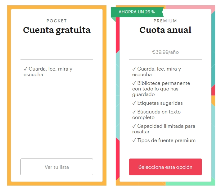 pocket versiones
