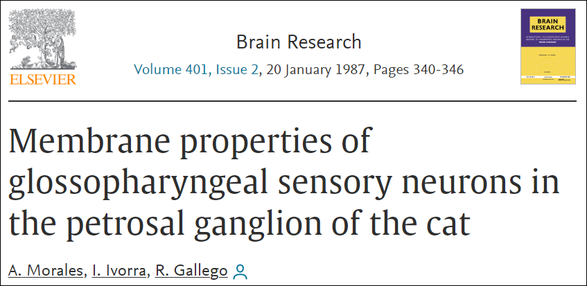 Imagen que recoge elementos del artículo Membrane properties of glossopharyngeal sensory neurons in the petrosal ganglion of the cat