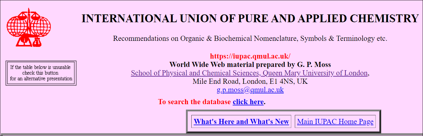 Recorte de la web Recommendations on Biochemical & Organic Nomenclature, Symbols & Terminology 
