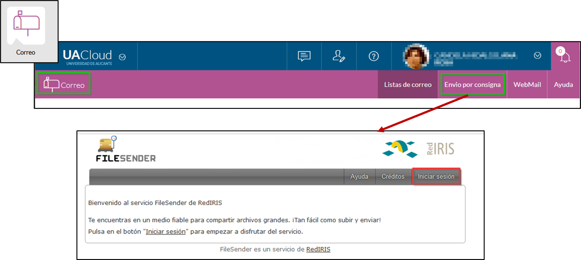 Aparece la opción de UACloud de envío por consigna