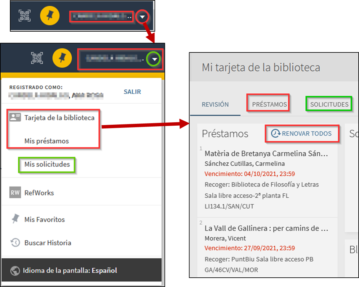 Tarjeta biblioteca renovaciones y reservas