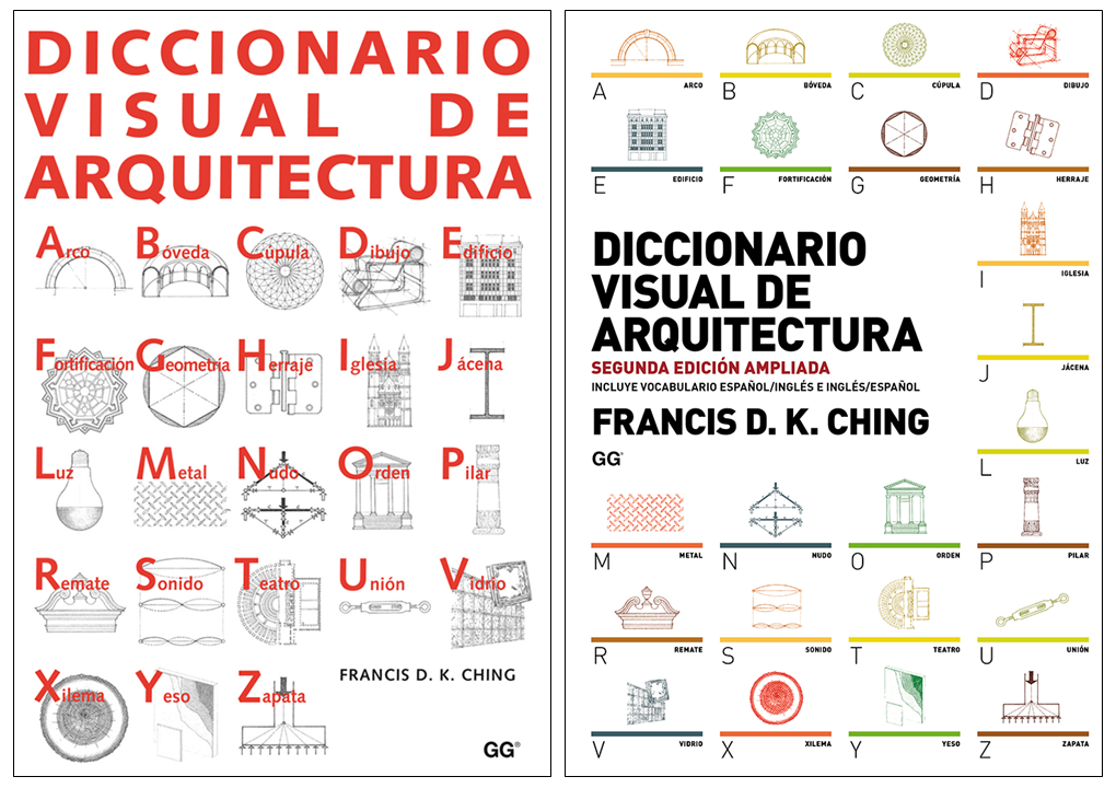 Cubiertas de la 1ª y la 2ª edición del libro 'Diccionario visual de arquitectura'